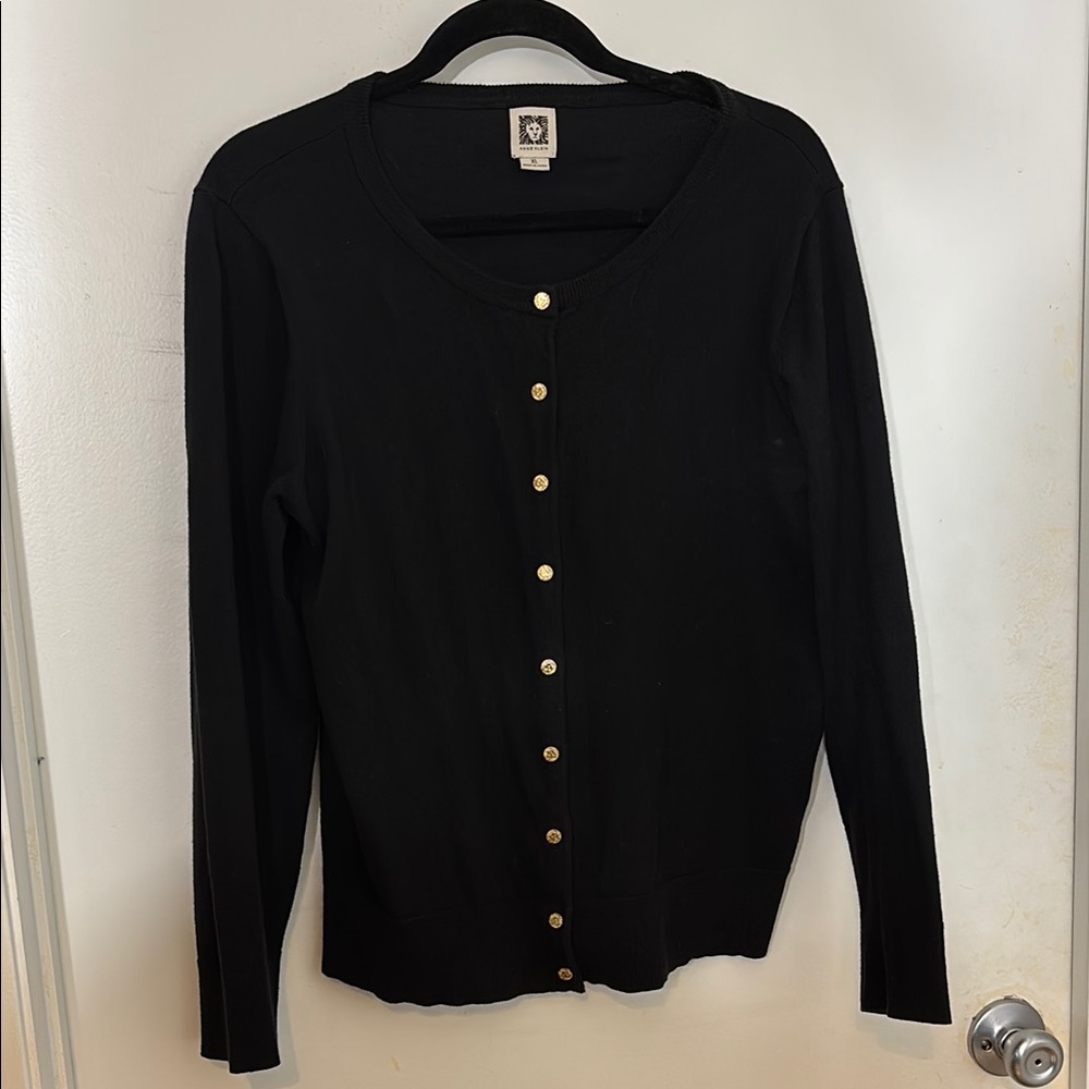 Black Anne Klein lButton-Up Cardigan